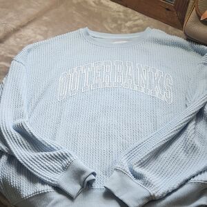 Thread & Supply Light Blue Women's Textured Sweatshirt "OUTER BANKS"